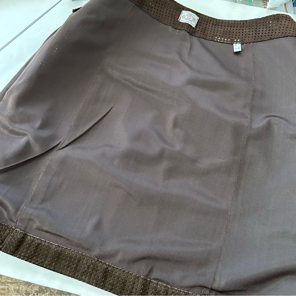 Vintage Armani Jeans Suede Brown mini skirt size 8 - Picture 12 of 15